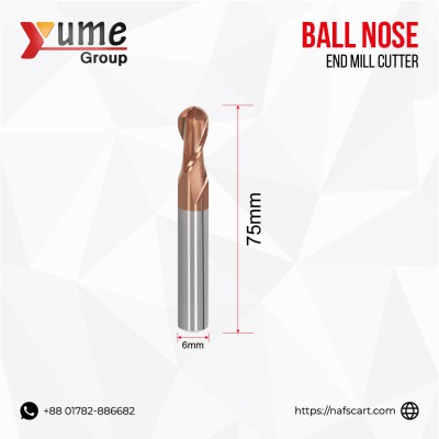 HRC56 Tungsten 6mm Steel Milling Cutter Carbide Ball Cutter Two Edge Coated Steel Extended Ball End Mill CNC Tool