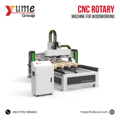 CNC Router with Rotary Table for Cylindrical Woodworking & Lathe Function