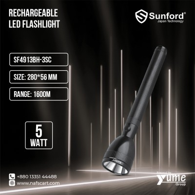 Sunford SF4913BH-3SC 5W High-Performance Rechargeable LED Flashlight – 1600m Long Range