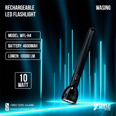 Wasing WFL-H4 10W High-Power Rechargeable LED Flashlight – 1000m Long Range with 4600mAh Battery