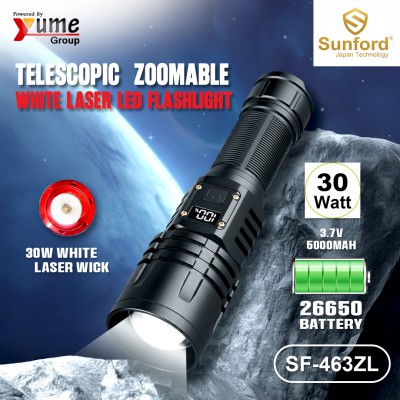 Sunford SF-463ZL Telescopic Zoomable White Laser LED Flashlight