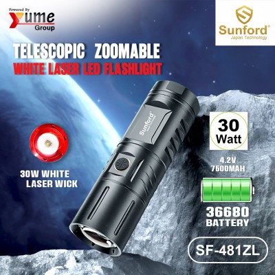 Sunford SF-481ZL Telescopic Zoomable 30W White Laser LED Flashlight