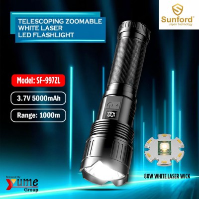 Sunford SF-997ZL Telescopic Zoomable 80W White Laser LED Flashlight