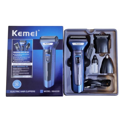 Kemei KM-6330 Professional 3-in-1 Super Grooming Kit - Rechargeable Shaver & Trimmer