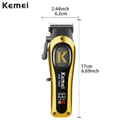 Kemei KM-1800 Professional Hair Clipper - Gold Edition Cordless Trimmer with LED Display