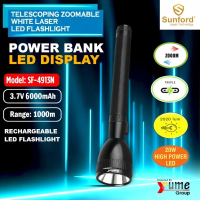 Sunford SF-4913N Telescopic Zoomable White Laser LED Flashlight