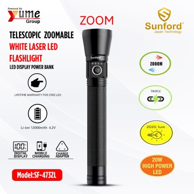 Sunford SF-473ZL Telescopic Zoomable White Laser LED Flashlight
