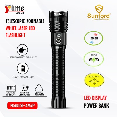 Sunford SF-475ZP Telescopic Zoomable White Laser LED Flashlight