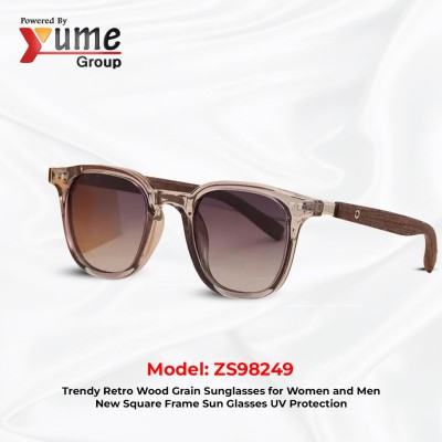 Trendy Retro Wood Grain Polarized Sunscreen UV Protection Sunglasses