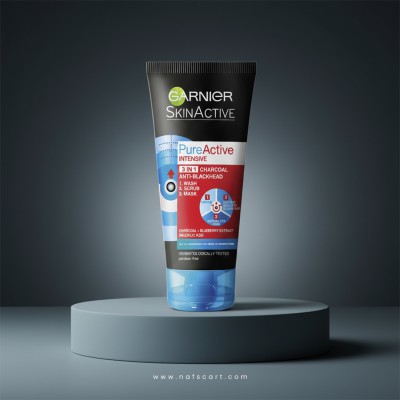 Garnier SkinActive Pure Active Intensive 3-in-1 Charcoal Anti-Blackhead Wash Scrub Mask 150 ml