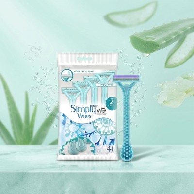 Gillette Simply Venus Basic Women’s Disposable Razor with Aloe – 2 Blades (4 Pieces)