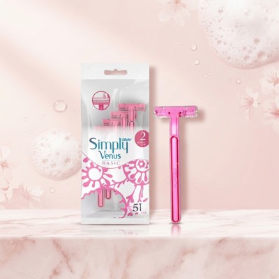 Gillette Simply Venus Basic Women’s Disposable Razor with 2 Blades – Pack of 5