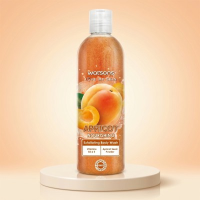 Watsons Apricot Exfoliating Body Wash 410ml – Nourishing Body Cleanser with Vitamin B3 & E for Smooth & Glowing Skin