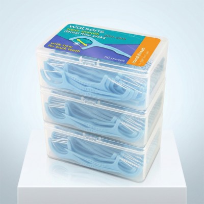 Watsons Dental Floss Picks Wide Bow 50pcs – Super Smooth Slim Floss for Easy Teeth Cleaning & Gum Care