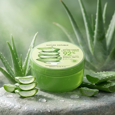 Nature Republic Aloe Vera 92% Soothing Gel 300ml – Hydrating & Cooling Multi-Use Gel (KO)