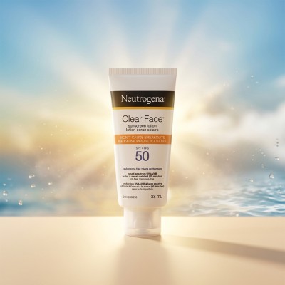 Neutrogena Clear Face Breakout-Free Sunscreen SPF 50 88ml – Oil-Free Acne Safe Sun Protection (US)