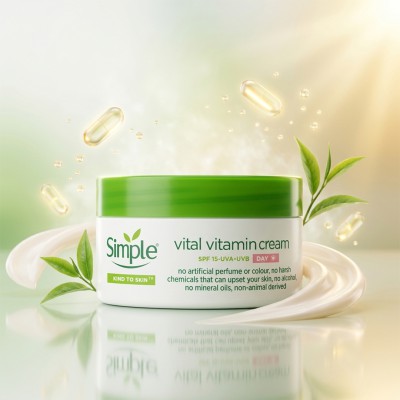 Simple Vital Vitamin Cream SPF 15 50ml Hungary – Daily Moisturizer with UVA/UVB Protection for Healthy Glowing Skin