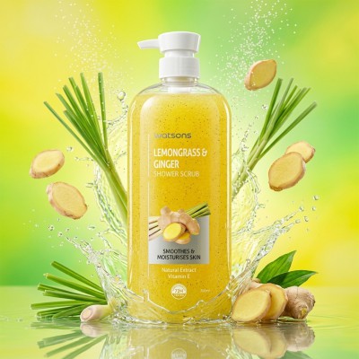 Watsons Shower Scrub Lemongrass & Ginger 700ml Malaysia/Thailand – Refreshing Exfoliating Body Wash for Smooth & Energized Skin