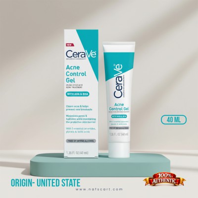 CeraVe Acne Control Gel 40ml US — Salicylic Acid Treatment with AHA & BHA for Acne-Prone Skin