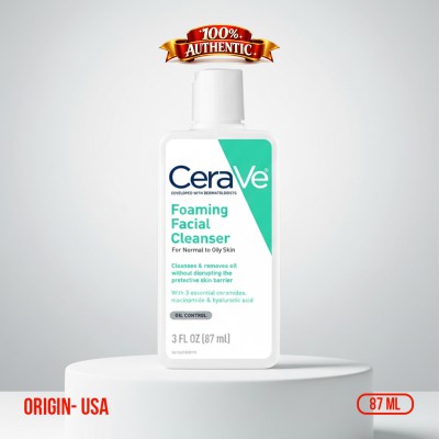CeraVe Foaming Facial Cleanser 87ml USA — Oil Control Face Wash for Normal to Oily Skin