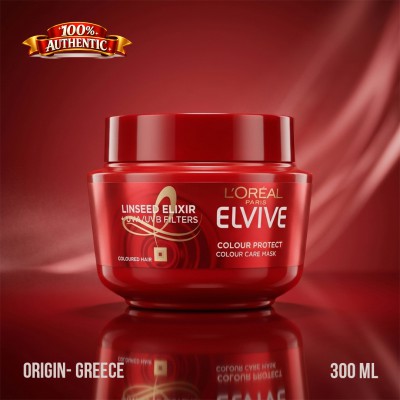 L’Oréal Paris Elvive Colour Protect Hair Mask 300ml – UV Filter & Shine Care for Colored Hair (GR)