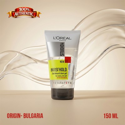 L’Oréal Paris Studio Line Invisi’Hold 8 Natural Clear Gel 150ml – Extra Strong Hold, Non-Sticky Styling (BG)