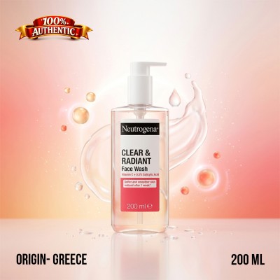 Neutrogena Clear & Radiant Face Wash 200ml – Vitamin C Brightening Cleanser (GR)
