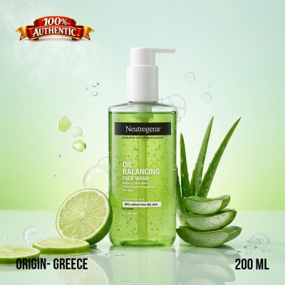 Neutrogena Oil Balancing Facial Wash 200ml – Lime & Aloe Vera Cleanser for Oily Skin (GR)