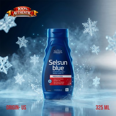 Selsun Blue Medicated Anti-Dandruff Shampoo 325ml USA – Selenium Sulfide 1% for Flake-Free & Healthy Scalp