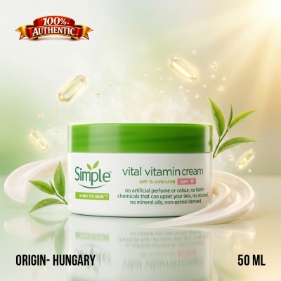Simple Vital Vitamin Cream SPF 15 50ml Hungary – Daily Moisturizer with UVA/UVB Protection for Healthy Glowing Skin