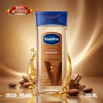 Vaseline Cocoa Radiant Body Oil Gel 200ml Poland – Deep Moisturizing Body Oil with Cocoa Butter for Glowing Skin