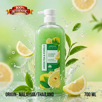 Watsons Shower Scrub Green Tea & Pomelo 700ml Malaysia/Thailand – Exfoliating Body Wash for Smooth & Fresh Skin