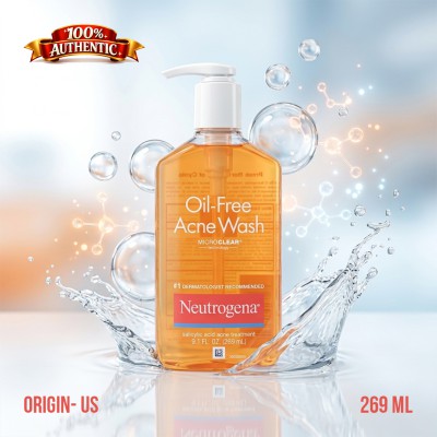 Neutrogena Oil-Free Acne Wash 269ml USA – Salicylic Acid Face Cleanser for Acne & Oil Control