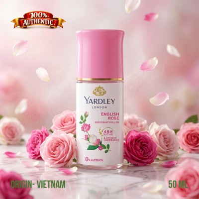 Yardley English Rose Alcohol-Free Deodorant Roll-On 50ml Vietnam – 48H Freshness & Gentle Underarm Care