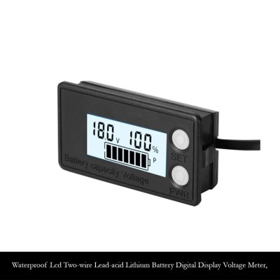 Waterproof LCD Two-Wire Battery Capacity & Digital Display Voltage Meter for Lead-Acid
