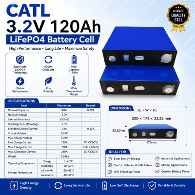 CATL 3.2V 120Ah LiFePO4 Prismatic Battery Cell