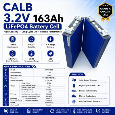 L173F163B 3.2V 163Ah LiFePO4 Prismatic Rechargeable Battery Cell