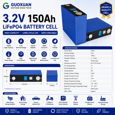 GUOXUAN 3.2V 150Ah LiFePO4 Battery Cell